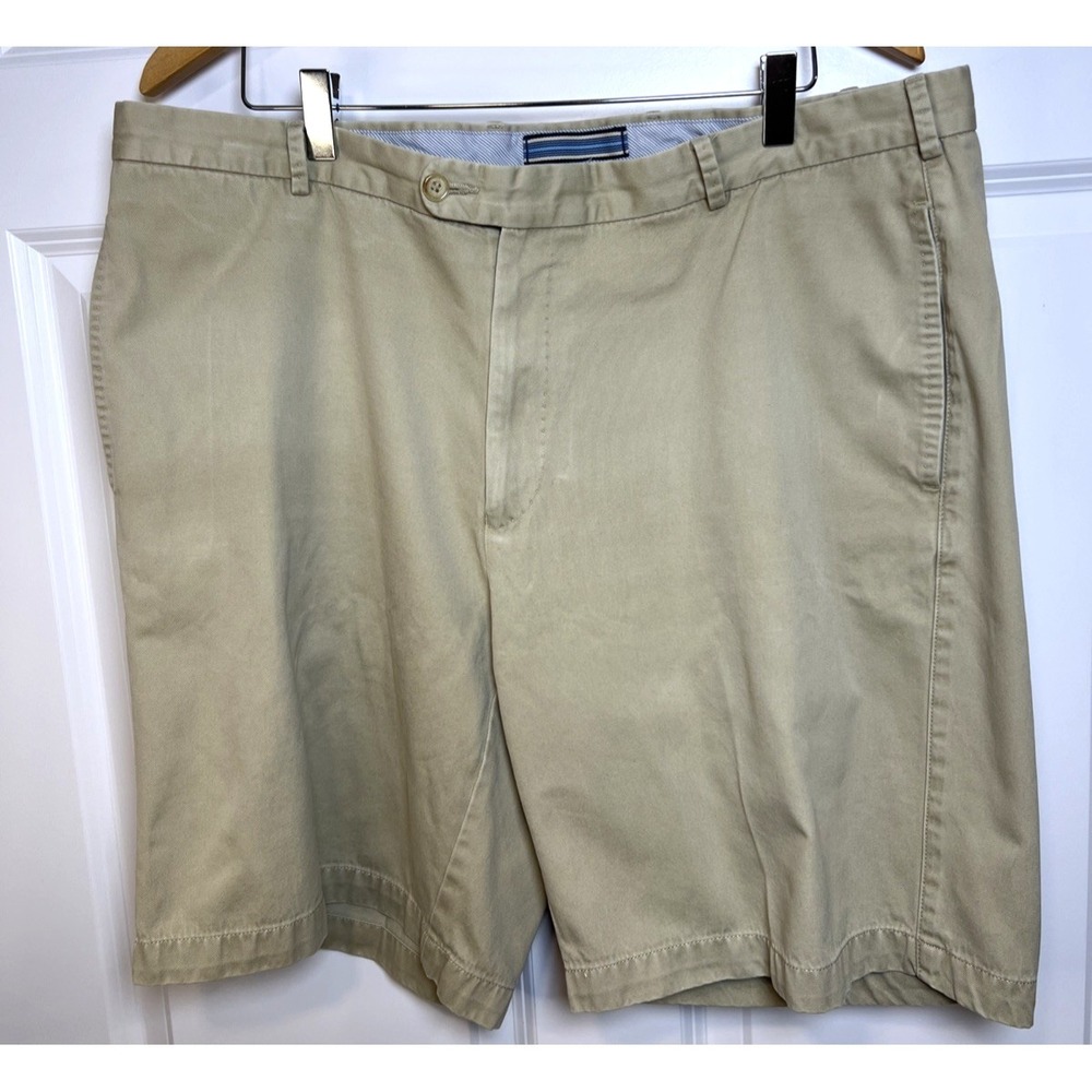 Peter Millar Shorts Mens 38 Khaki Pima Cotton Peru Luxury Golf Flat Front Preppy - Picture 2 of 14